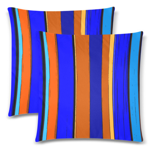 Abstract Blue And Orange 930 Custom Zippered Pillow Cases 18"x 18" (Twin Sides) (Set of 2)