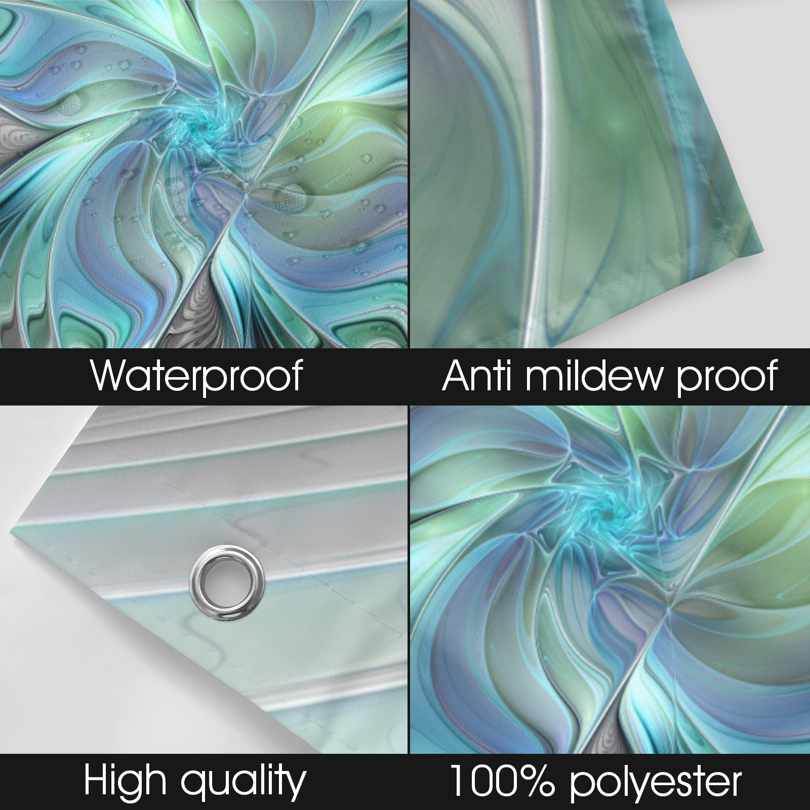 Abstract Blue Green Butterfly Fantasy Fractal Art Shower Curtain 36"x72"