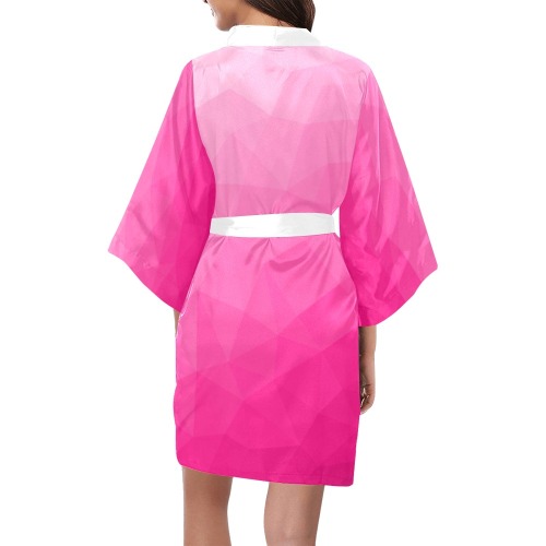 Hot pink gradient geometric mesh pattern Kimono Robe