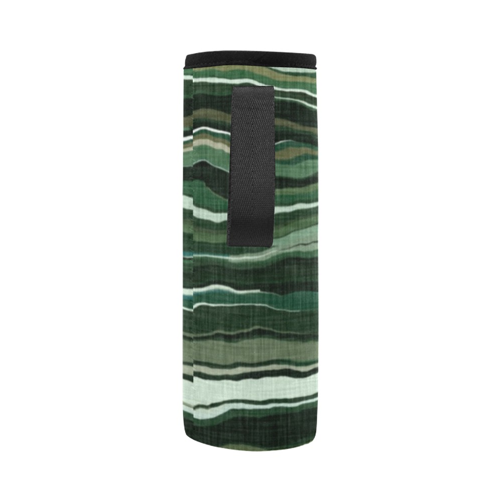 Camo brushstrokes green 3 Neoprene Water Bottle Pouch/Large