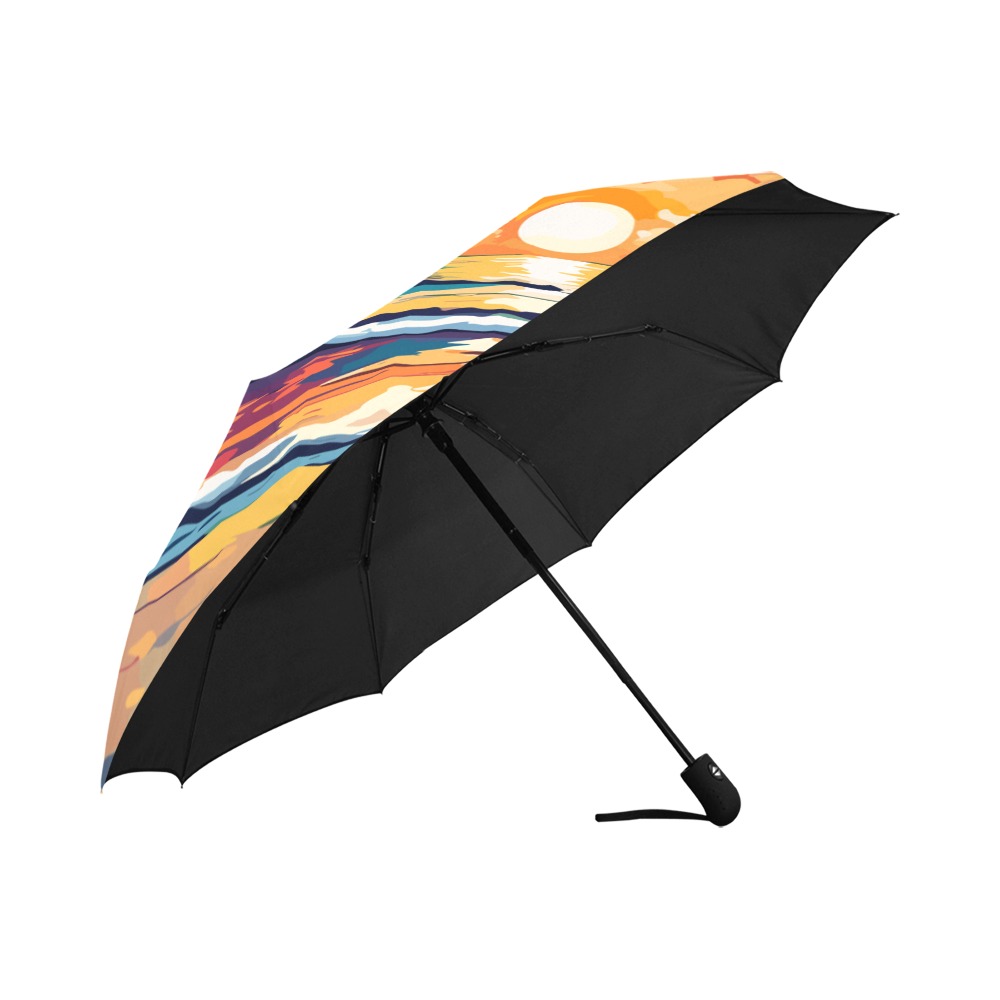 Deserted tropical beach at colorful sunset art. Anti-UV Auto-Foldable Umbrella (U09)