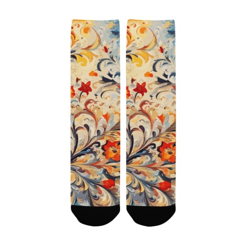 Cool decorative floral ornament. Colorful fantasy Custom Socks for Women