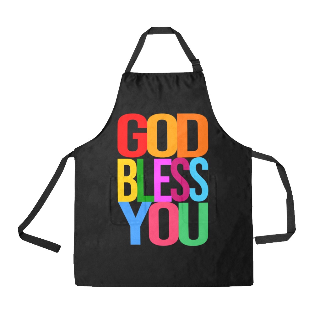 God bless you colorful text typography art. All Over Print Apron