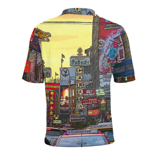 Chinatown in Bangkok Thailand - Altered Photo Men's All Over Print Polo Shirt (Model T55)