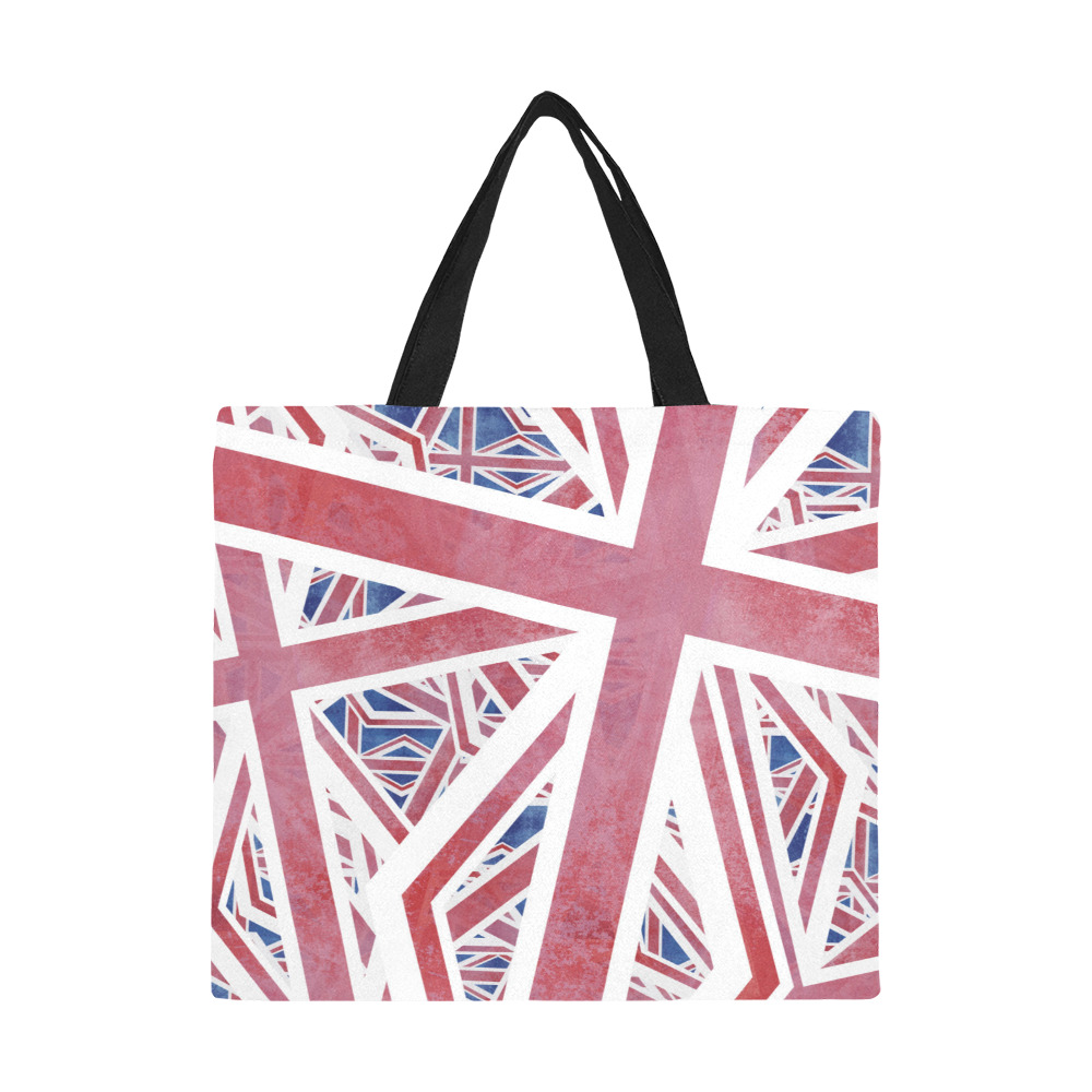 Abstract Union Jack British Flag Collage All Over Print Canvas Tote Bag/Large (Model 1699)