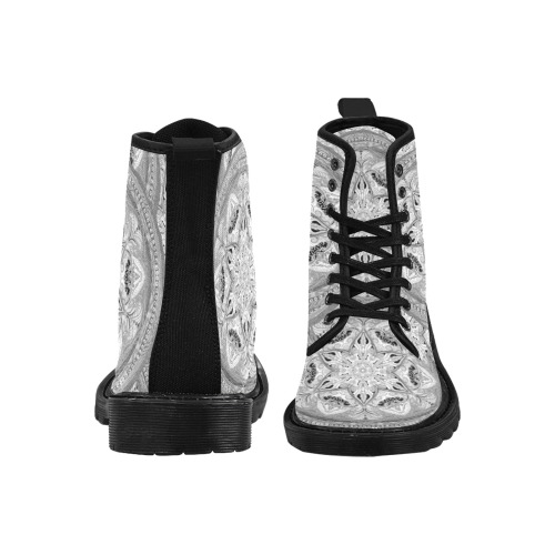 embroidery-gray Martin Boots for Women (Black) (Model 1203H)