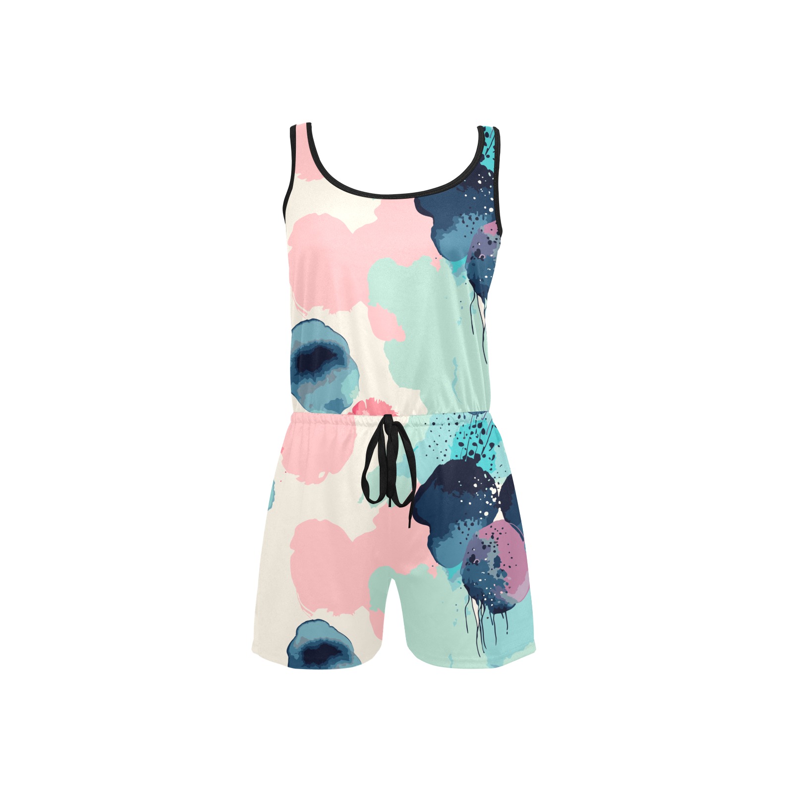 abstract All Over Print Short Jumpsuit