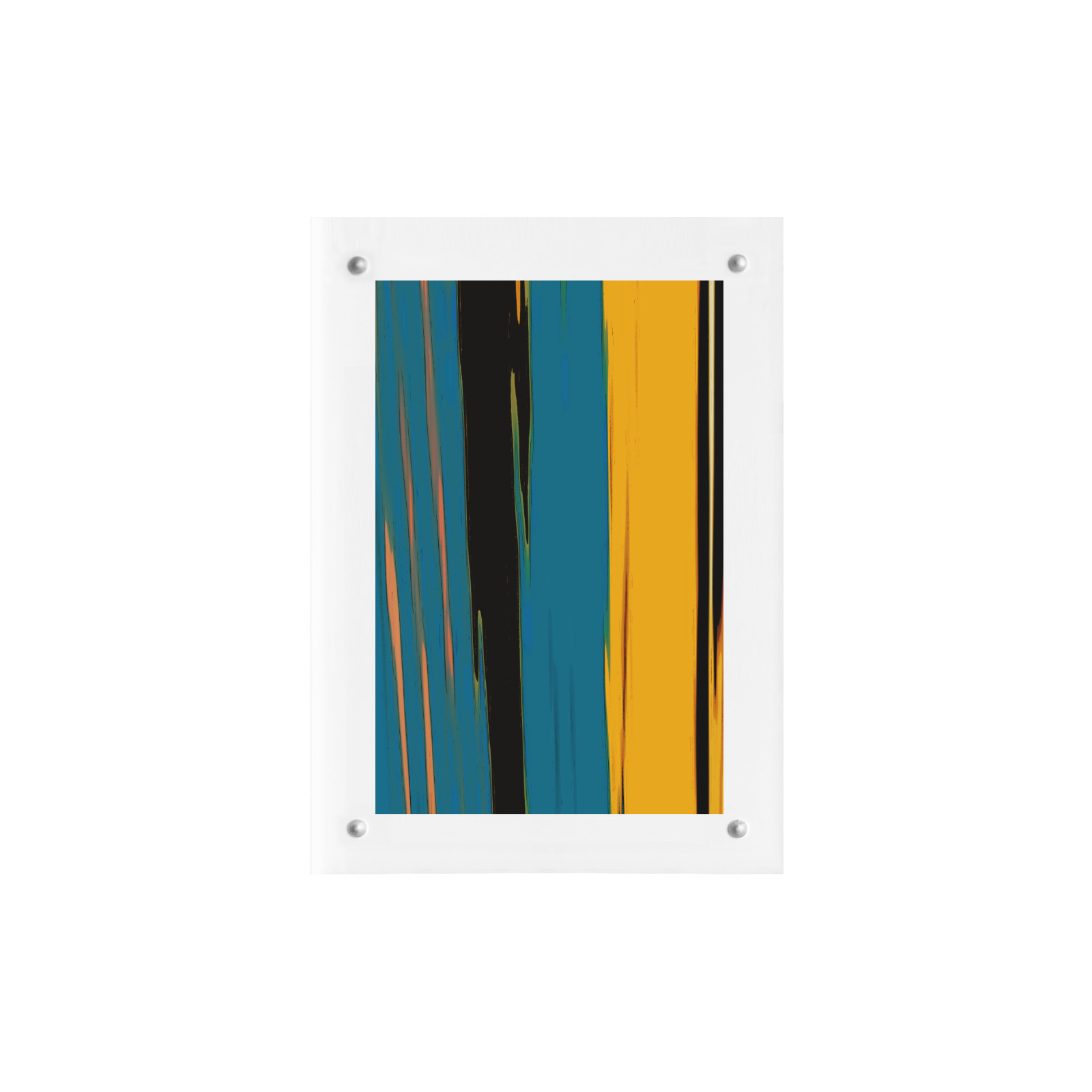 Black Turquoise And Orange Go! Abstract Art Acrylic Magnetic Photo Frame 5"x7"