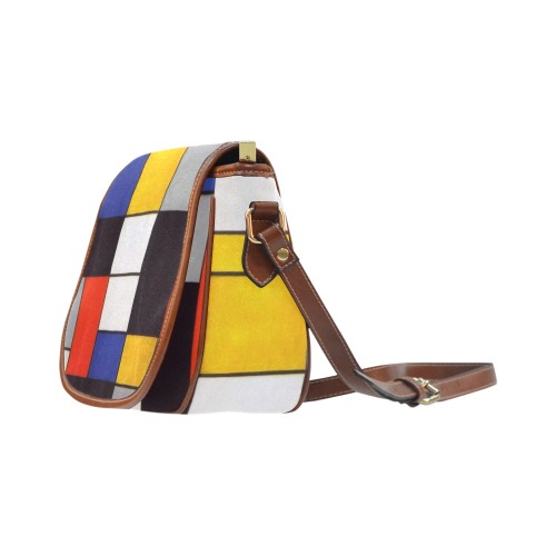 Composition A by Piet Mondrian Saddle Bag/Large (Model 1649)