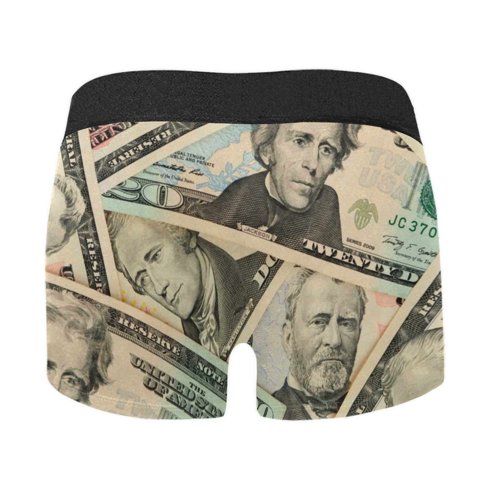 US PAPER CURRENCY Men's Boxer Briefs w/ Custom Waistband (Merged Design) (Model L10)