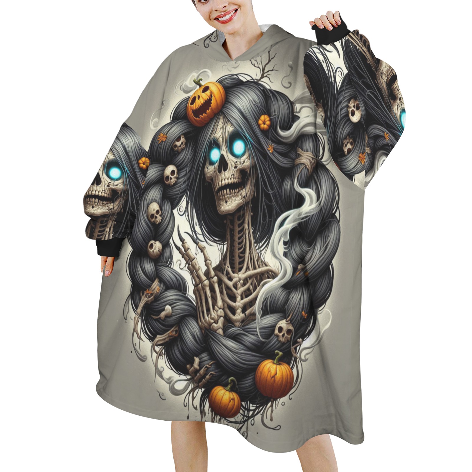 halloween_efChannel27 Unisex Blanket Hoodie (Model H66)