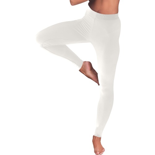 White Alyssum Women's Low Rise Leggings (Invisible Stitch) (Model L05)
