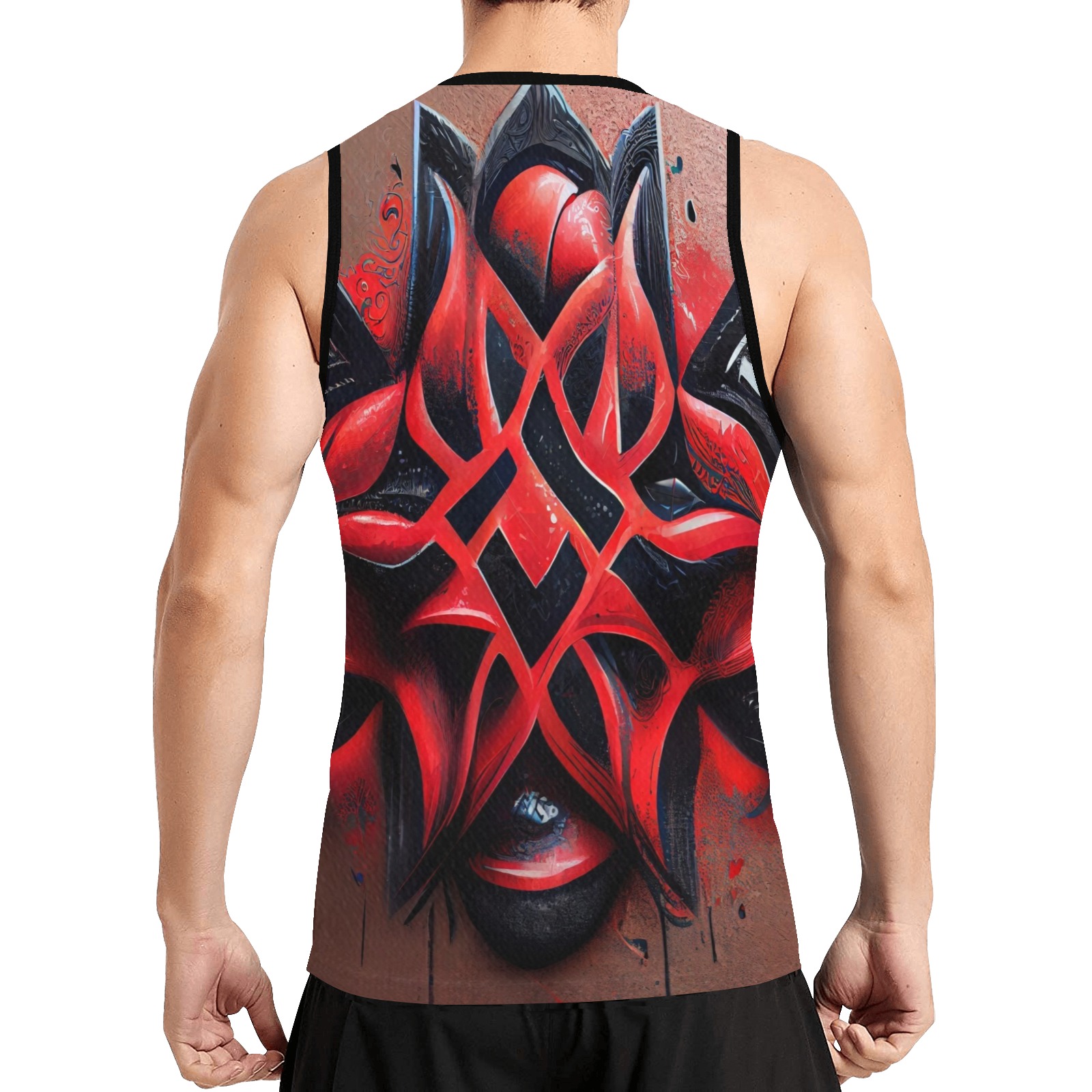 red and black graffiti diamond on brown All Over Print Basketball Jersey