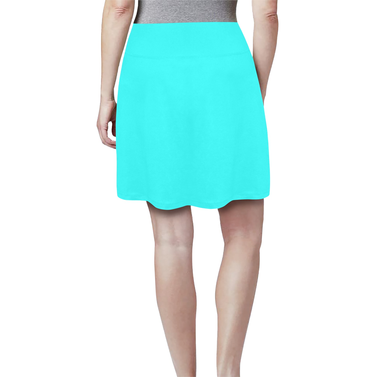 Neon Aqua Blue Women's Athletic Skirt (Model D64)