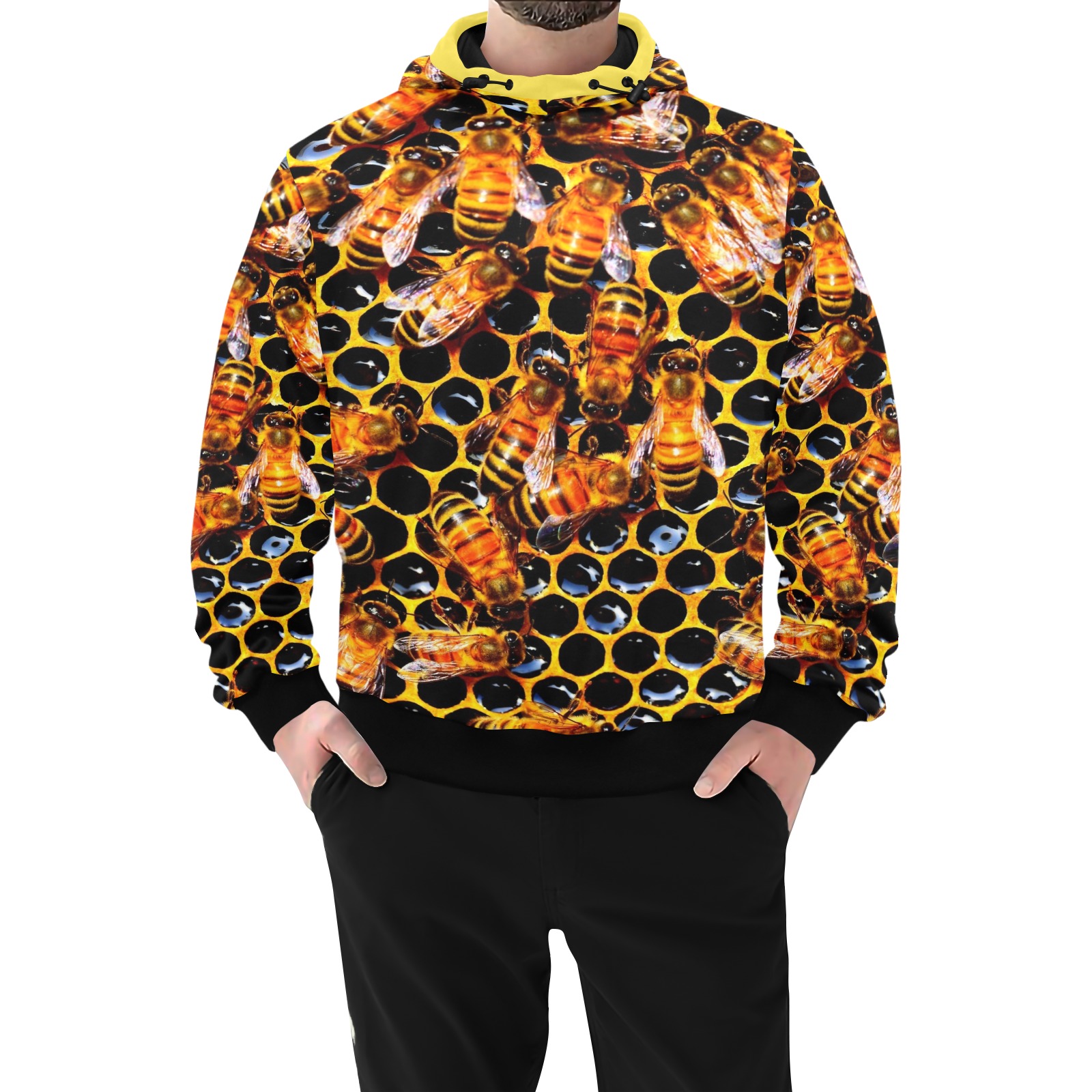 BEES High Neck Pullover Hoodie for Men (Model H24)