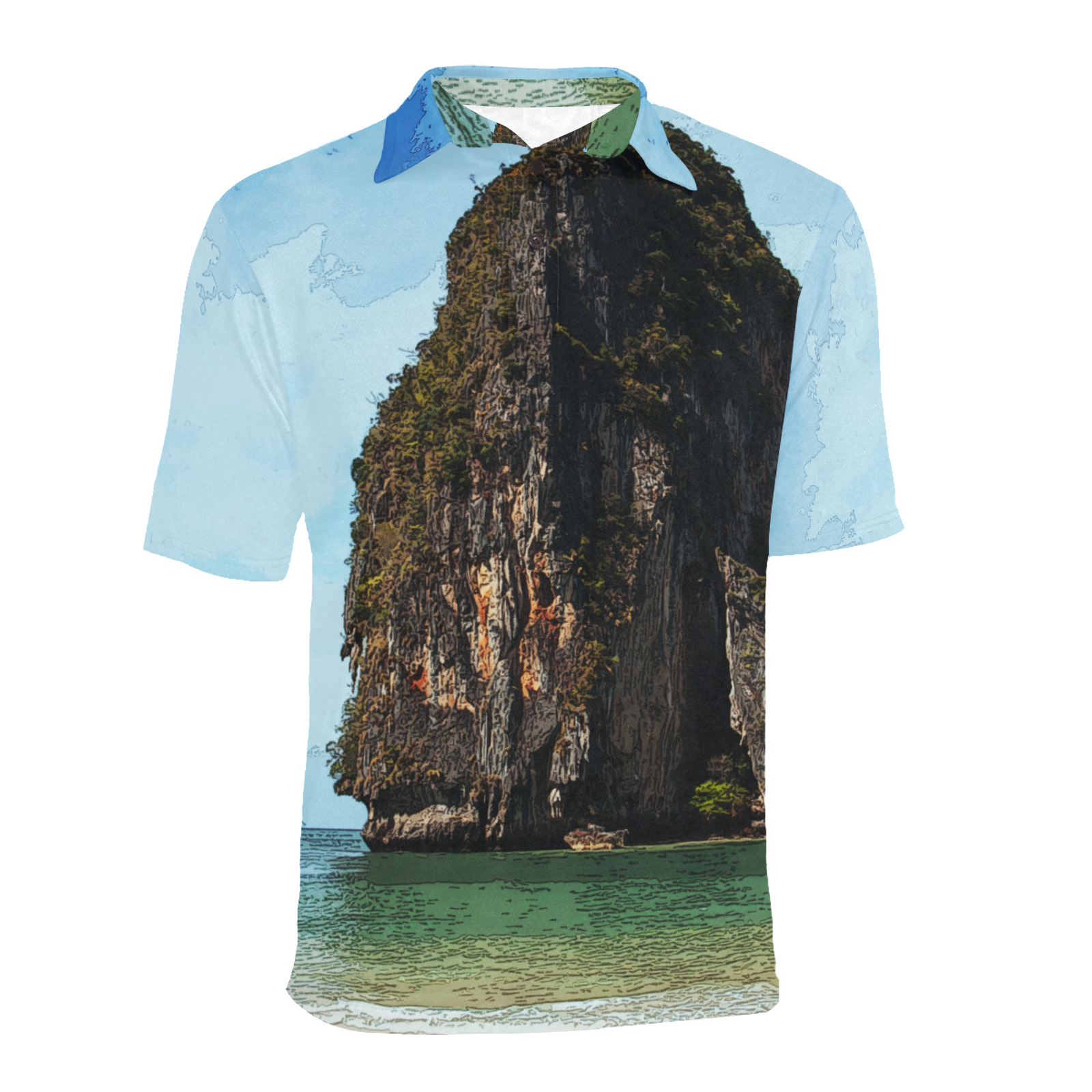 Phra-Nang Krabi Thailand Men's All Over Print Polo Shirt (Model T55)