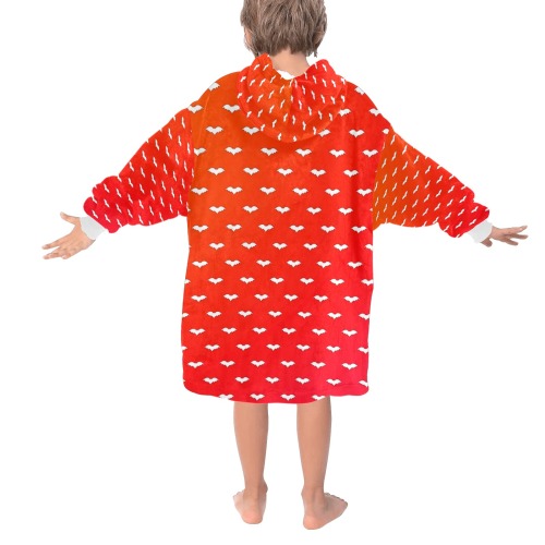 White Tiny Bats Red Blanket Hoodie for Kids