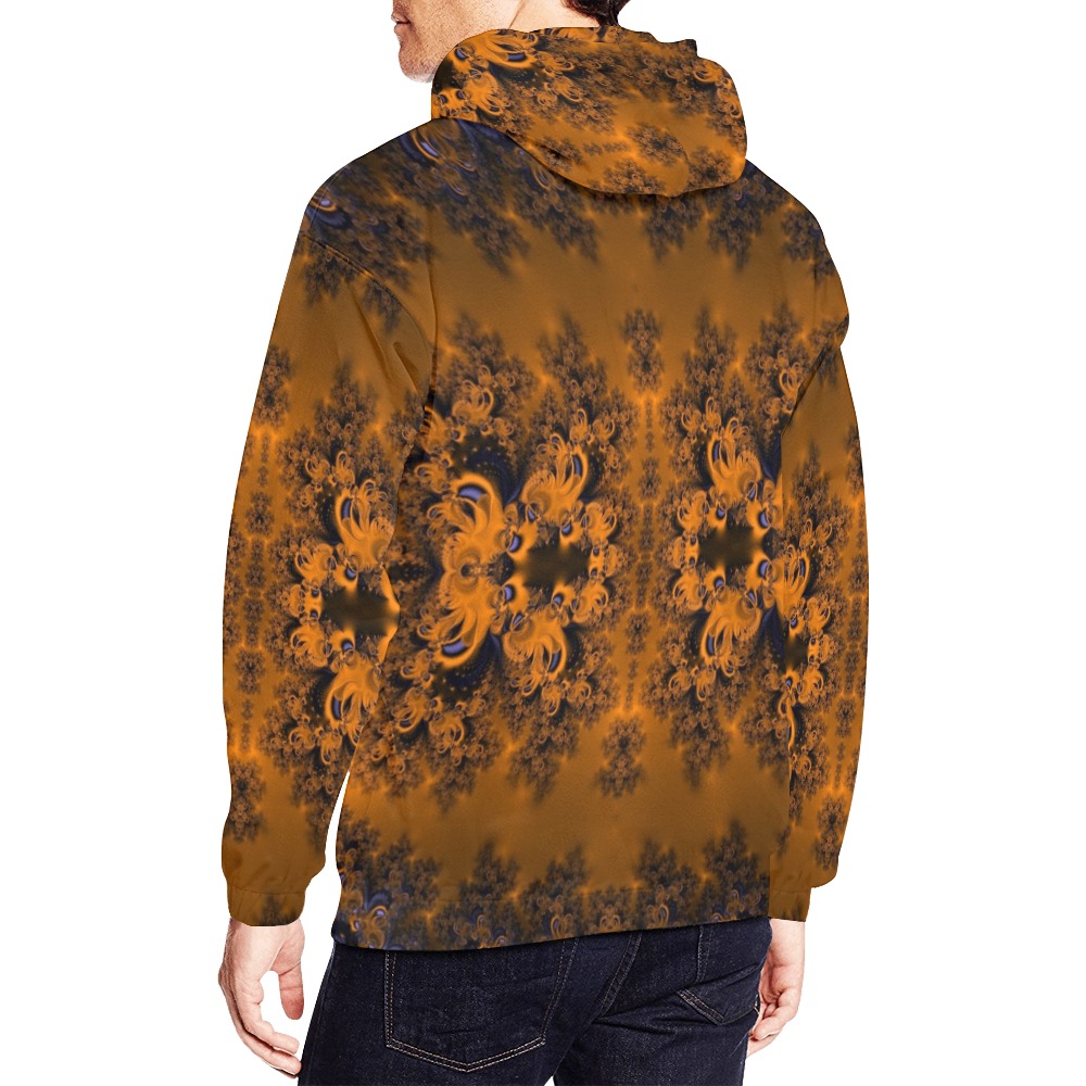 Orange Groves at Dusk Frost Fractal All Over Print Hoodie for Men (USA Size) (Model H13)