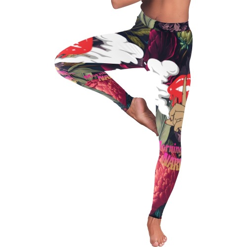 Narley Barbie Floral Women's Low Rise Leggings (Invisible Stitch) (Model L05)