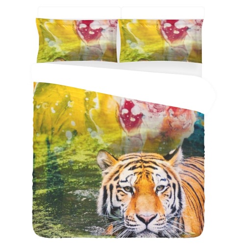 nature colors with tiger 3-Piece Bedding Set