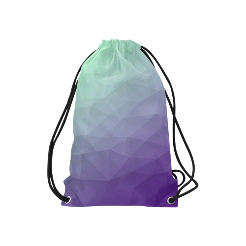 Purple green ombre gradient geometric mesh pattern Small Drawstring Bag Model 1604 (Twin Sides) 11"(W) * 17.7"(H)