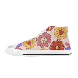 Hippie Flowers High Top Canvas Shoes for Kid (Model 017)