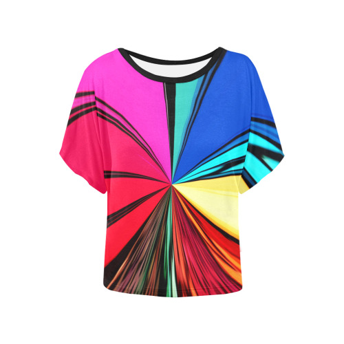 Colorful Rainbow Vortex 608 Women's Batwing-Sleeved Blouse T shirt (Model T44)