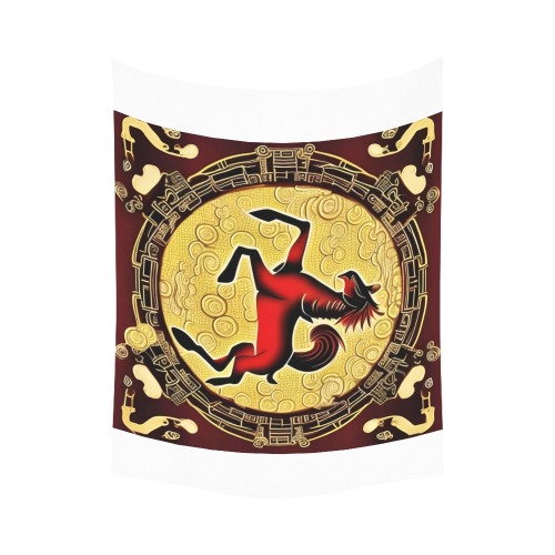 Fire Horse Polyester Peach Skin Wall Tapestry 80"x 60"