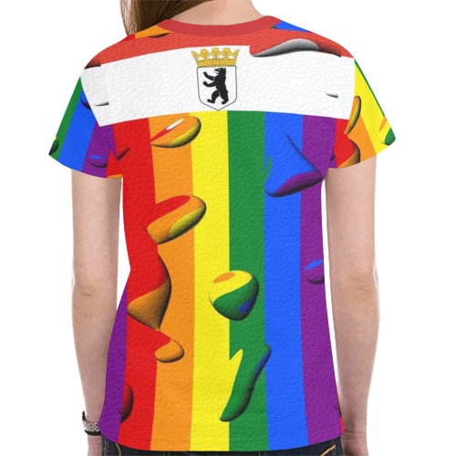 Berlin Pride Flag Pop Art by Nico Bielow New All Over Print T-shirt for Women (Model T45)