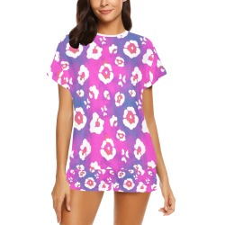 Animal Print_Tie-Dye_White_Purple BG_Repeat Women's Short Pajama Set