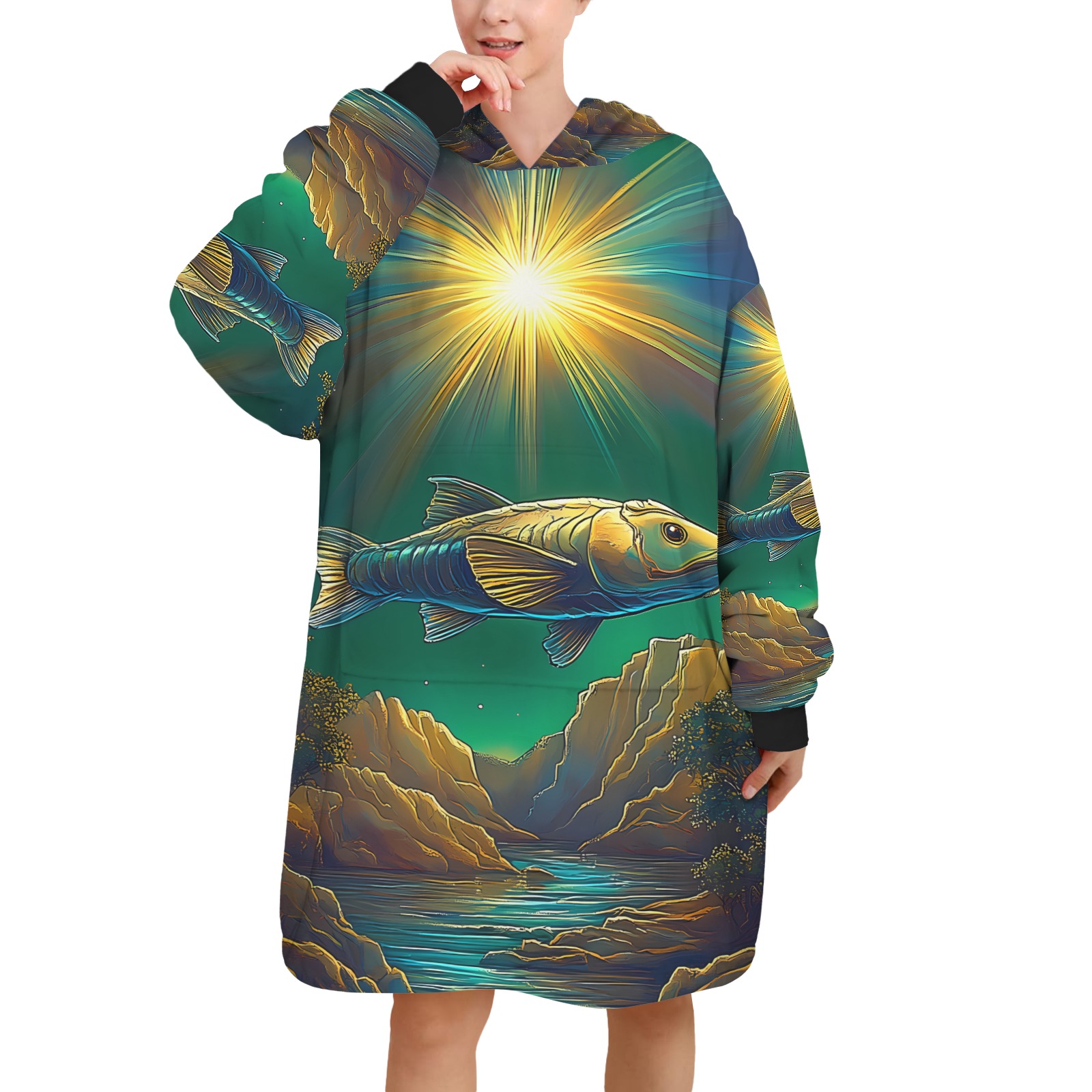 Celestial Swim Blanket Hoodie for Women (Model H67)