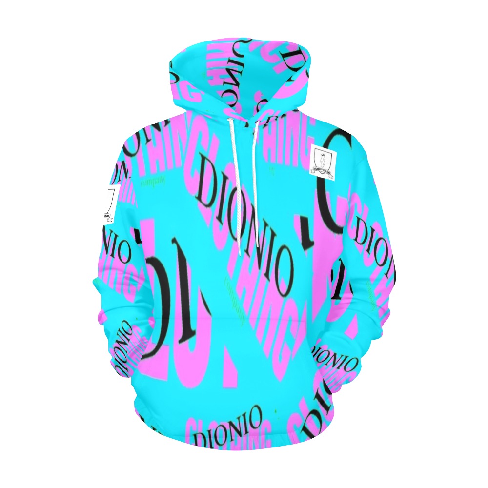 DIONIO Clothing - Women's Hoodie (Company Turquoise & Pink Logo) All Over Print Hoodie for Women (USA Size) (Model H13)