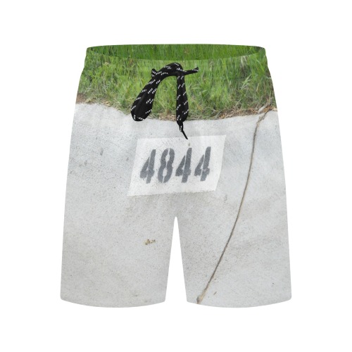Street Number 4844 with Black Tie Men's Mid-Length Beach Shorts (Model L51)