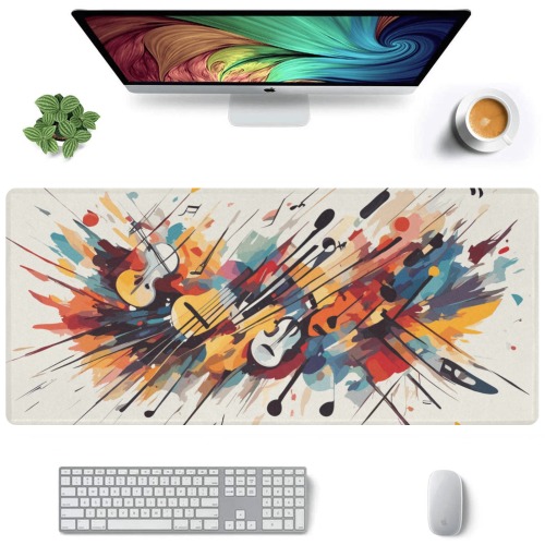 Nice abstract art of colorful musical instruments Gaming Mousepad (35"x16")