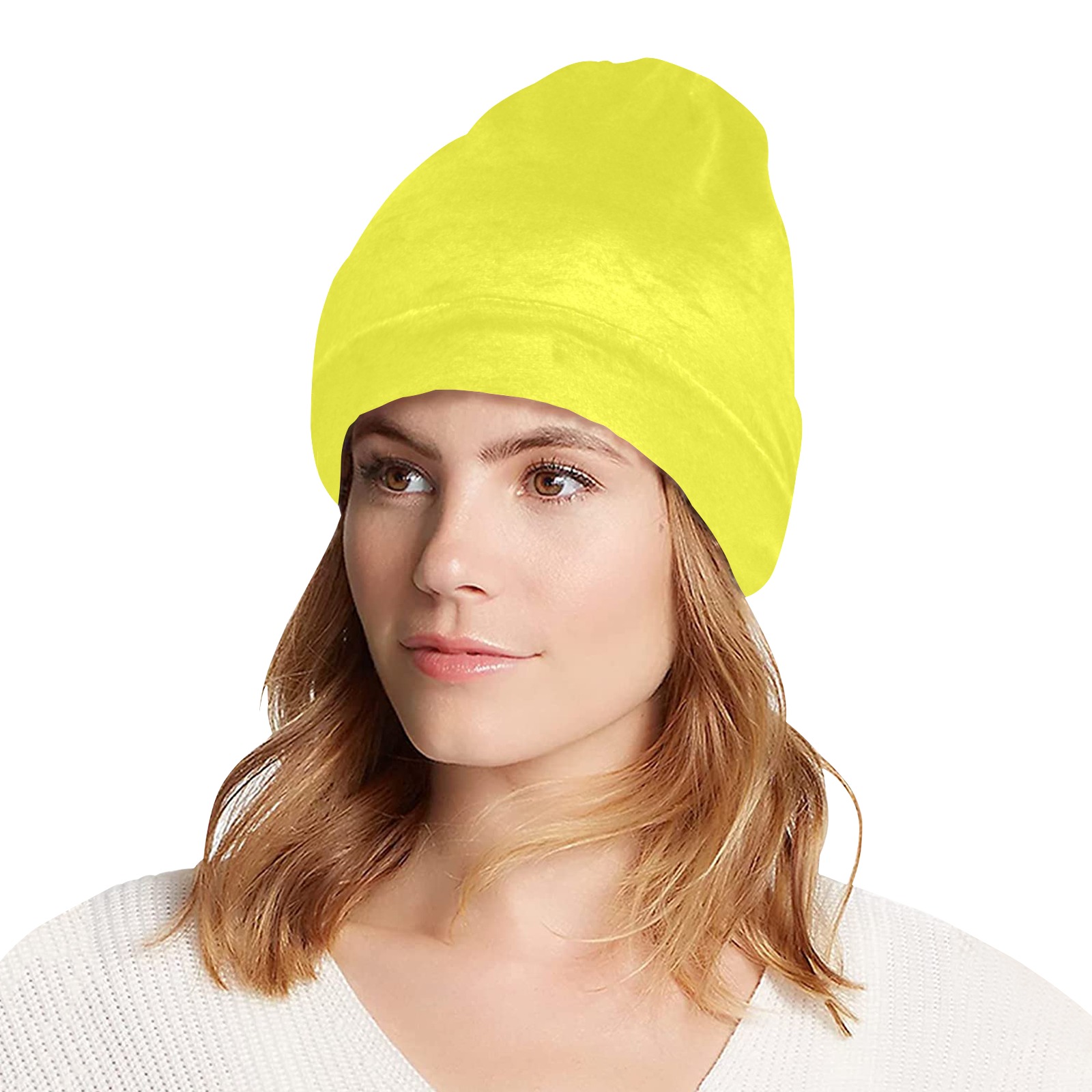 color maximum yellow All Over Print Beanie for Adults