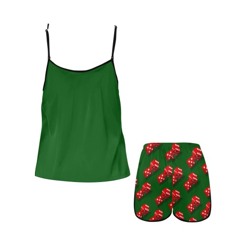 Las Vegas Craps Dice / Green Women's Spaghetti Strap Short Pajama Set