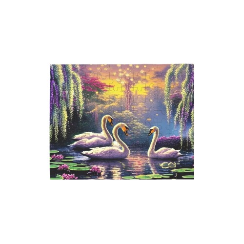 Dreamy Swans 120-Piece Wooden Photo Puzzles