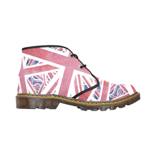 Abstract Union Jack British Flag Collage Women's Canvas Chukka Boots (Model 2402-1)