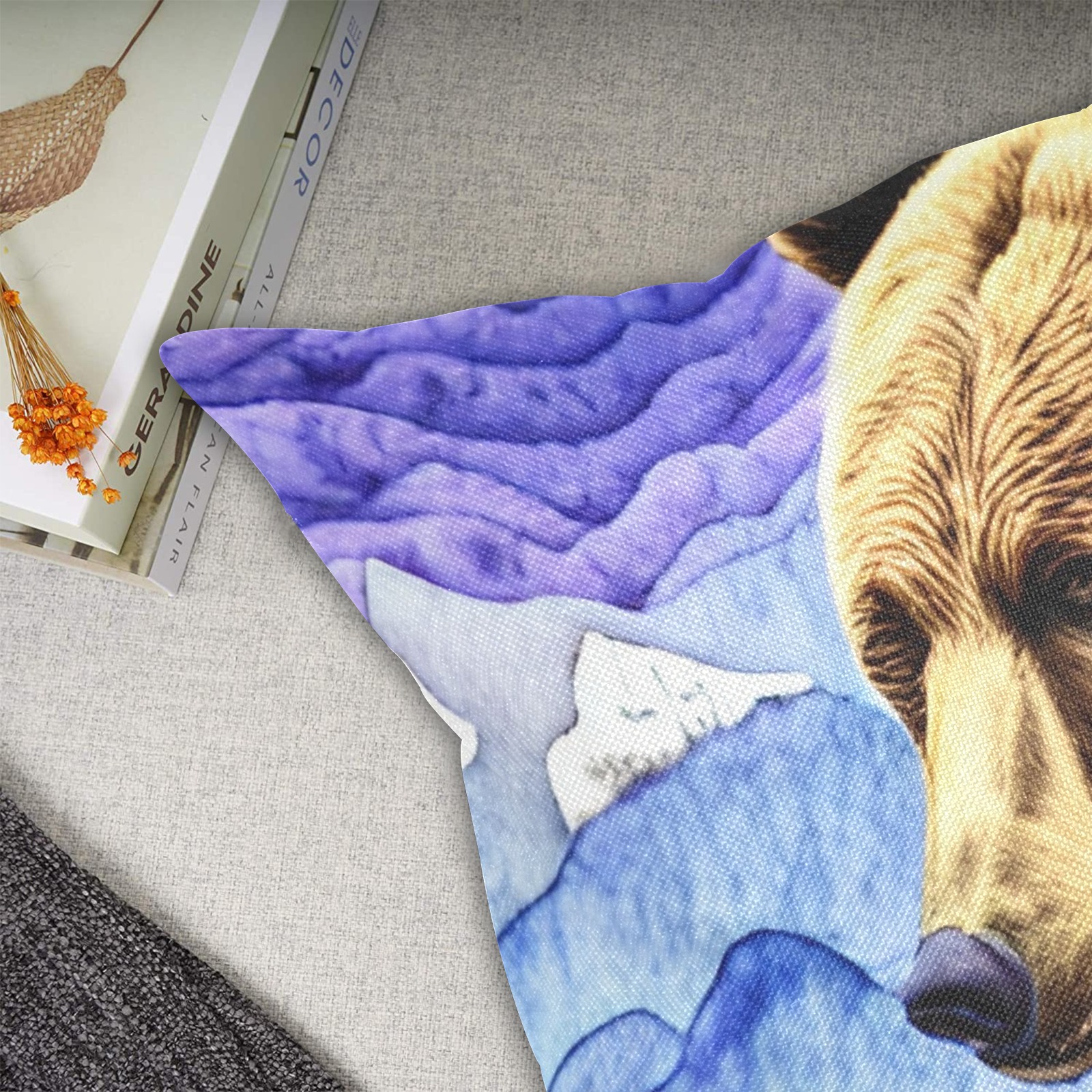 Boho Bear Simulated Quilt Artwork Linen Zippered Pillowcase 18"x18"(Two Sides&Pack of 2)