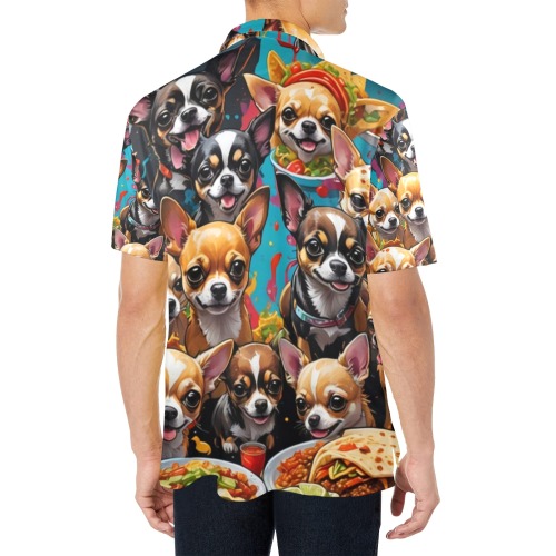 CHIHUAHUAS EATING MEXICAN FOOD 2 Men's All Over Print Polo Shirt (Model T55)