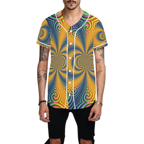 Psychedelic All Over Print Baseball Jersey for Men (Model T50)