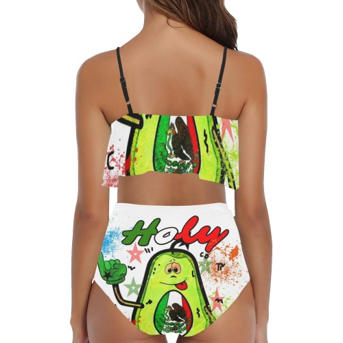 Holy Guacamole by Nico Bielow High Waisted Ruffle Bikini Set (Model S13)