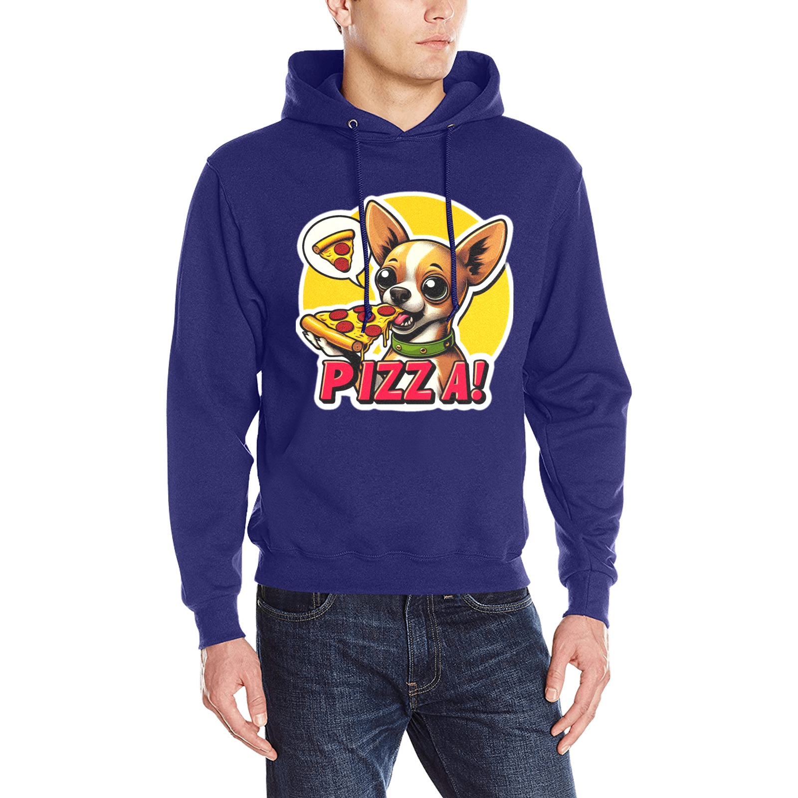 CHIHUAHUA EATING PIZZA 11 Men's Classic Hoodie (Model H17)