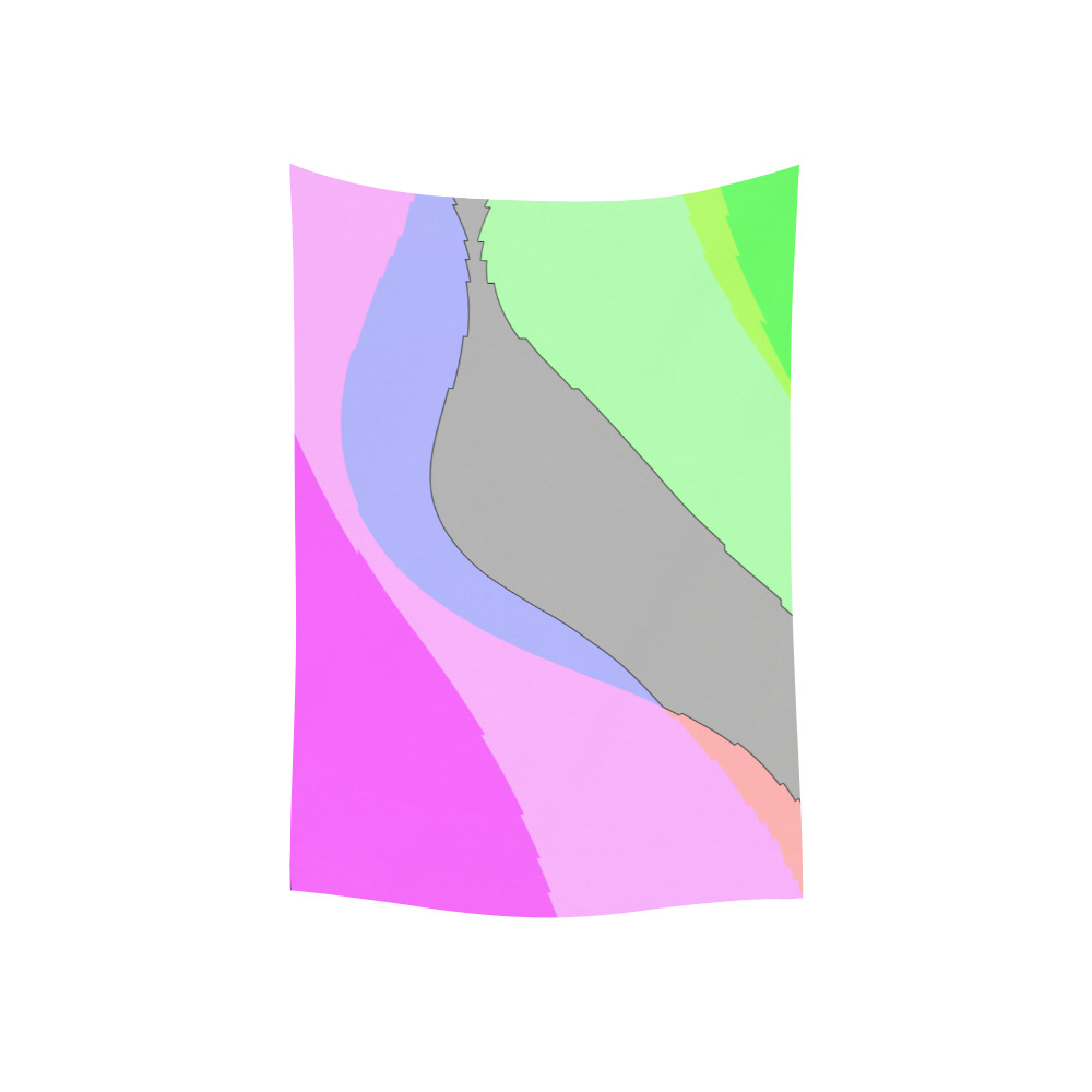 Abstract 703 - Retro Groovy Pink And Green Polyester Peach Skin Wall Tapestry 40"x 60"