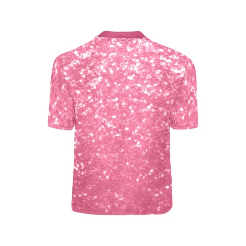 Magenta light pink red faux sparkles glitter Big Girls' All Over Print Crew Neck T-Shirt (Model T40-2)