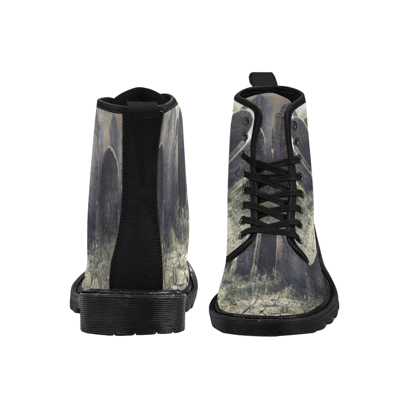 Grave Yard Martin Boots for Women (Black) (Model 1203H)