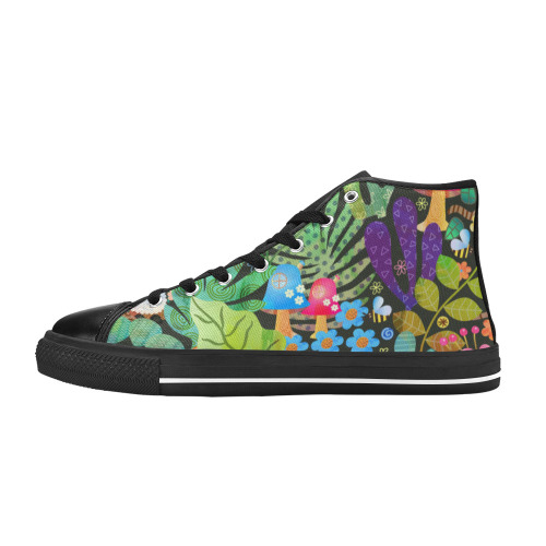 Enchanted Forest Fairytale Garden Rustic Scene Women's Classic High Top Canvas Shoes (Model 017)