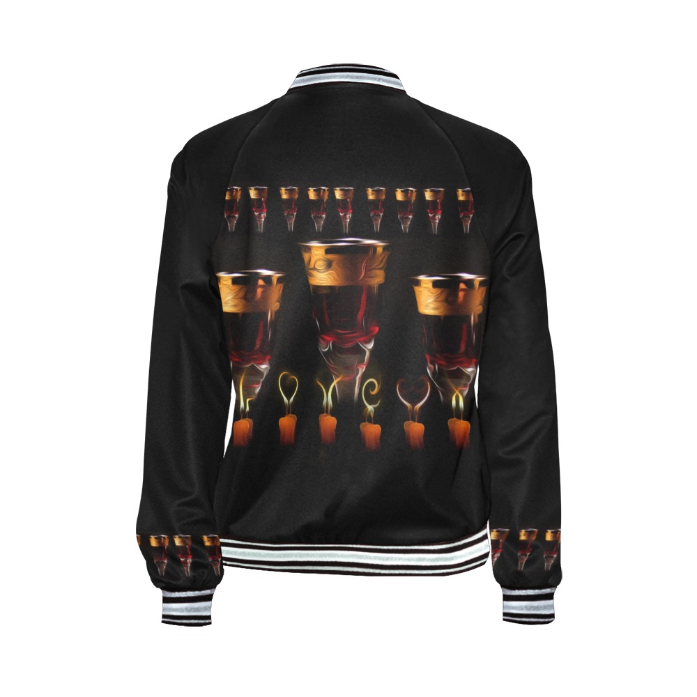 Gothic Wine Candles Ritual All Over Print Bomber Jacket for Women (Model H21)