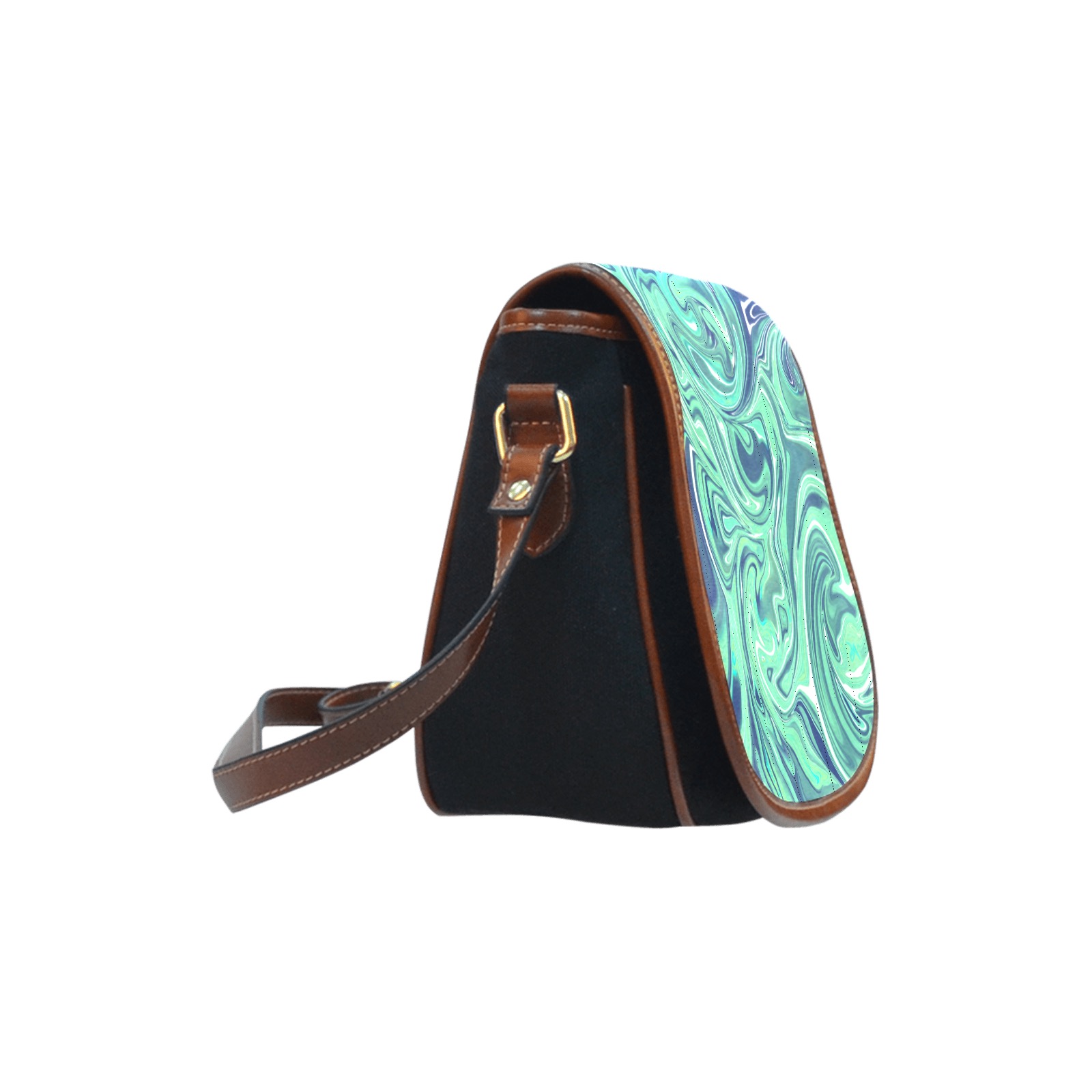 Saddle Bag - LM Fabric and Leather Saddle Bag/Small (Model 1649)(Flap Customization)