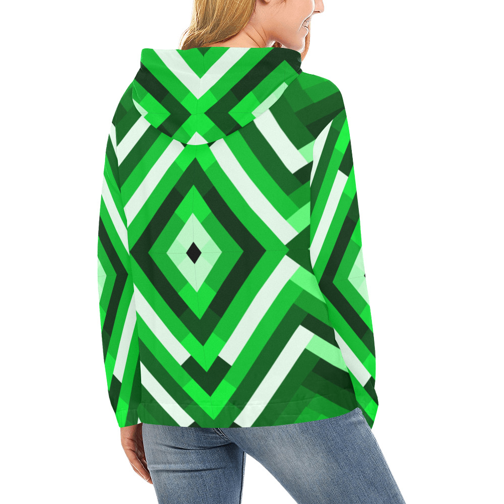retrogreen All Over Print Hoodie for Women (USA Size) (Model H13)